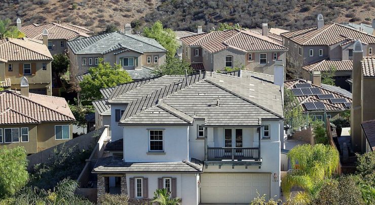 San Diego County is the 8th hottest home market in the country, says Realtor.com. Pictured: Homes are closely situated in this planned community in Scripps Ranch.