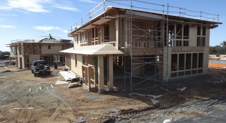 Two model homes under construction at Lanai by Shea Homes, a twenty home development in Carlsbad.