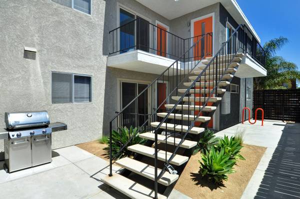 Front of a multifamily property on Bancroft in San Diego