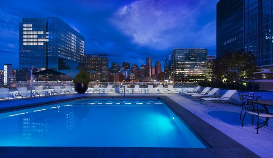 Photo by Ed LaCasse. Pools have been an important amenity for decades. This UDR space in Boston provides a spot for residents to relax and take in the city skyline.