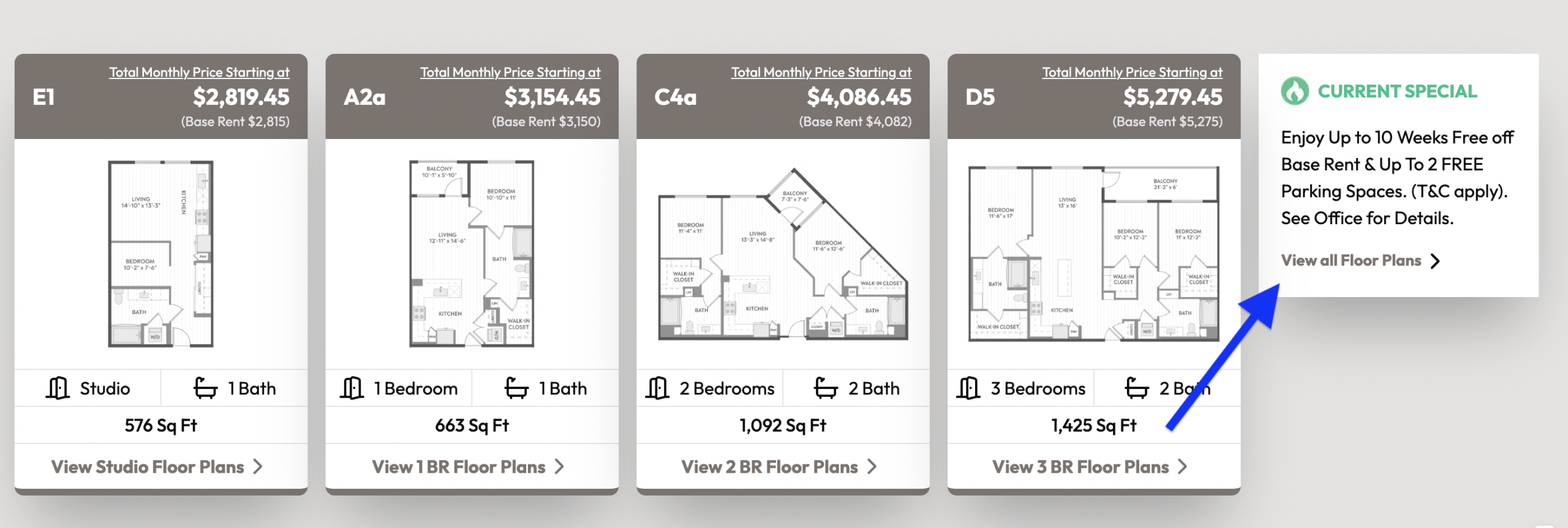 apartment building offering 10 weeks free rent